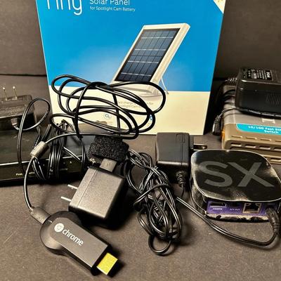 Ring Solar Panel, Unused, Roku 2XS With Ethernet, Chromecast, And Ethernet Hub & Switch