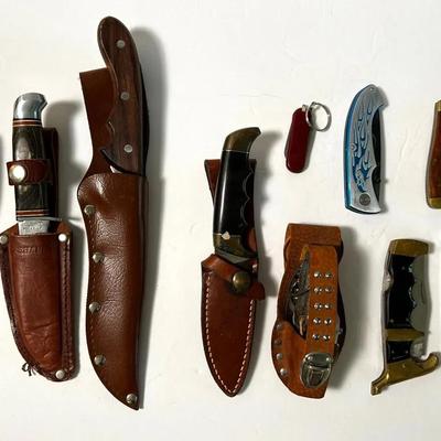 Fixed Knives With Leather Sheaf And Folding Knives, Camping Multi Tool 2”-5,5” Blades