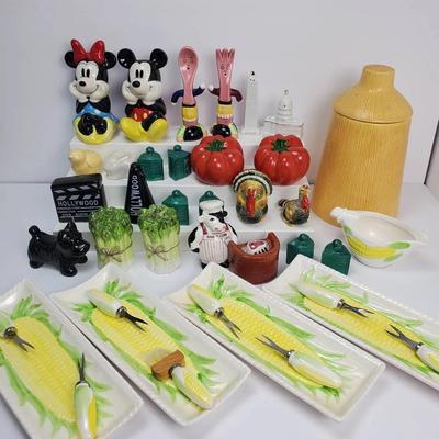 Vintage Tiki Cookie Jar 9", Salt & Pepper Shakers Collection & Corn Set