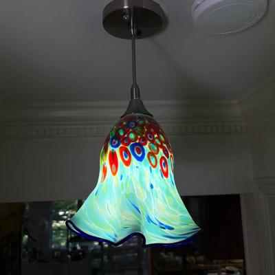 Murano Glass Style Pendant Ceiling Light Fixture - 16” Drop