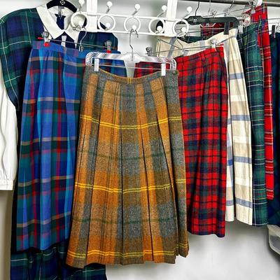 Vintage Samuel Blue, Pendleton, & More Plaid Dress (1) & Skirts (7) - Size S-M