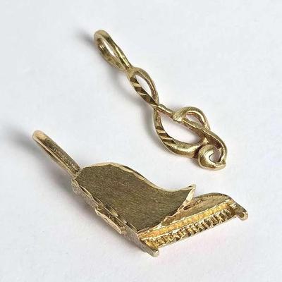 14K Gold Piano & Treble Clef Pendants