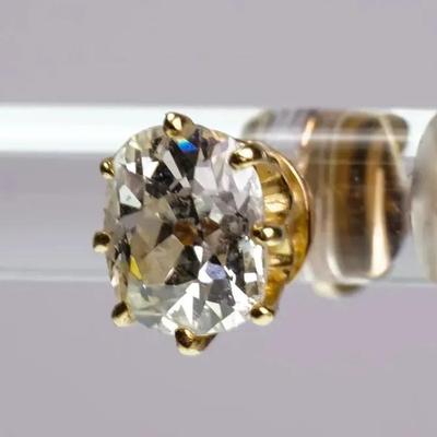 14K Gold Single Diamond Stud Earring with Screw On Backing