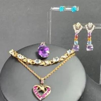 Sterling Silver Topaz & Diamond Bracelet, Amethyst Pendant, Multicolor Gemstone Earrings, More