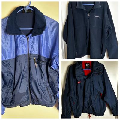 Patagonia Nylon Windbreaker Size M, Columbia Men’s Jacket Size M And Fleece Jacket XL