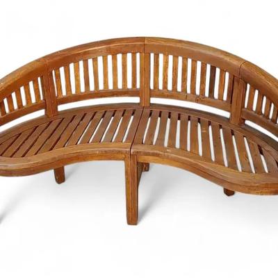 Curved Teak Garden Bench - 59x30x33”