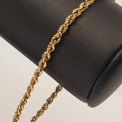 14K Gold Rope Bracelet - 7 3/4"