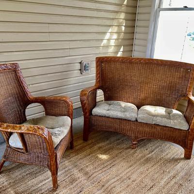 001-SUN: Wicker Settee and Chair
