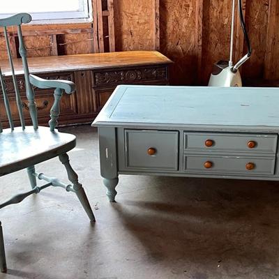 029-GAR: Chalk Paint Coffee Table and Chair