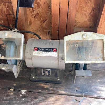 038-GAR: Vintage Powr-Kraft Bench Grinder
