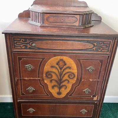 013-BR2: Antique Inlaid Mahogany Dresser