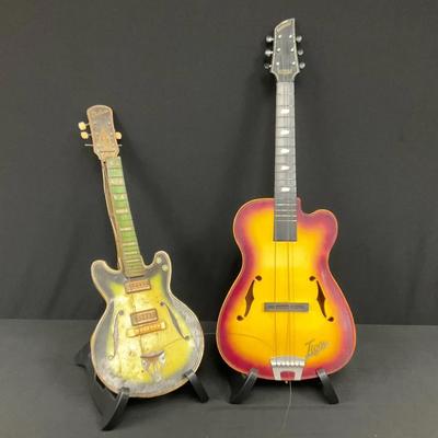 Decorative Guitar Lot Deluxe, Sunburst Tiger ,Metal Guitars 