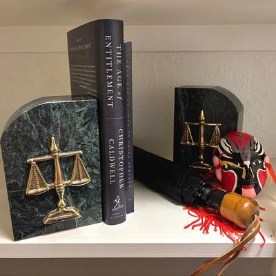 Books And Marble Bookends