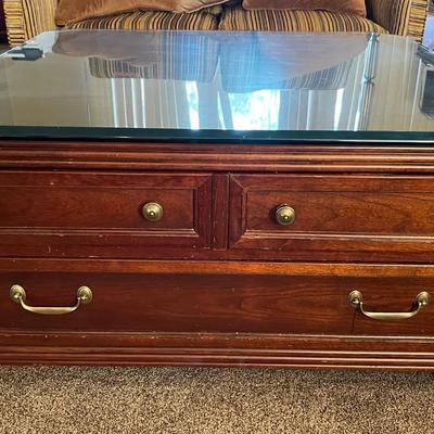 “Stanley Furniture” Glass-Top Coffee Table