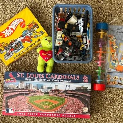 Collection of Toy Cars, Unboxed Puzzle, & More