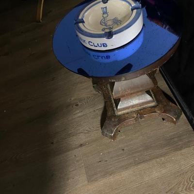 Sale Photo Thumbnail #33: Art Deco Cobalt Blue Glass Top Table& Stork Club Large Ash Tray