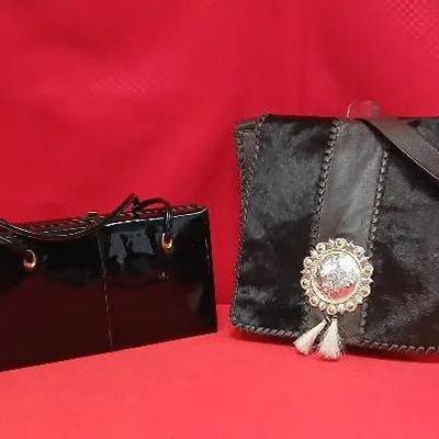Aqua Madonna Leather & Vintage Patent Leather Box BagBags.