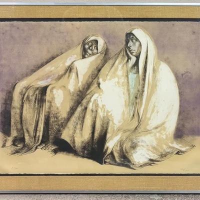Dos Mujeres Sentadas con Rebozos, by Francisco Zúñiga. 