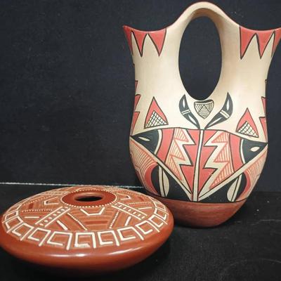 Pair of Signed Jemez Pueblo Pottery Pieces – Josephine Sando & Avelina Corona