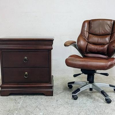 Lane Leather Office Chair And Two Drawer Nightstand 