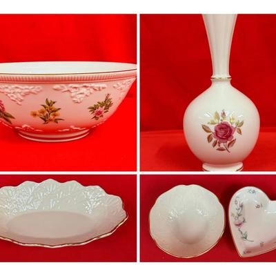 Lenox Fine Ivory China Collection – Constitution Bowl, Rose Vase & Gold-Trimmed Dishes
