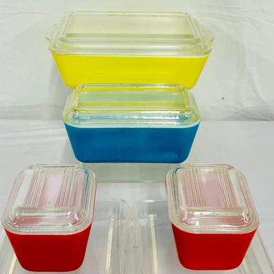 Vintage Pyrex Primary Colors Refrigerator Box Set – Complete 4-Piece w/Lids