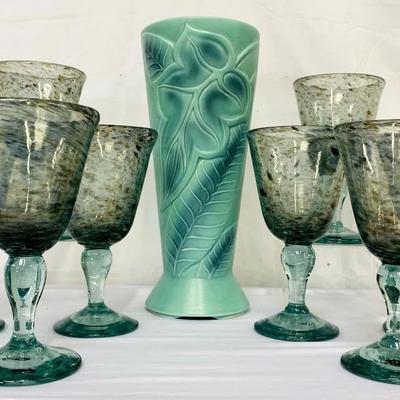 Hand Blown Goblets & Pottery