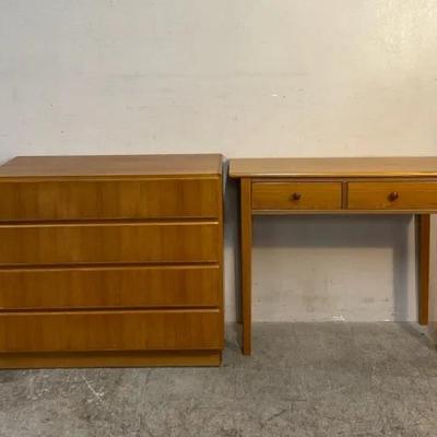 Teak Minimalist Dresser W/ Writing Desk