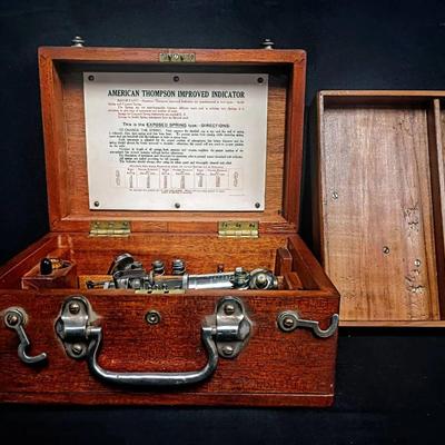 Antique 1880s “American Thompson Improved Indicator" W/ Mahogany Case