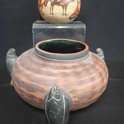 Pair of Handcrafted Southwestern and Mesoamerican-Style Pottery Vessels
