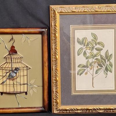 Framed Print "Wild Blossom" And 3-D Metal Bird Cage Wall Art