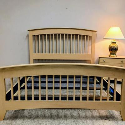 Queen Size Bed Frame, Night Stand And Lamp