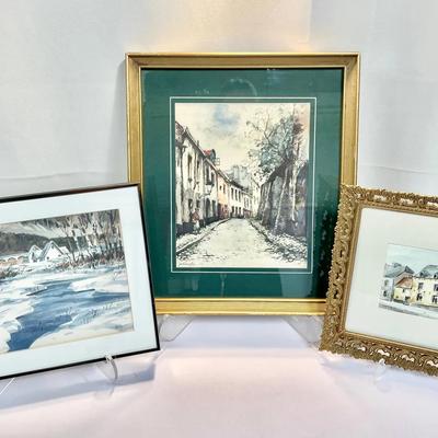 Trio of Framed European & Pacific Northwest Watercolors — Including Jan Korthals and John Ringen