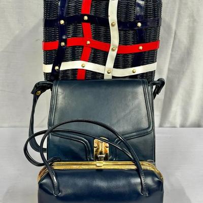 Mr Jonas Woven Wicker Handbag, Navy Handbag + More! 