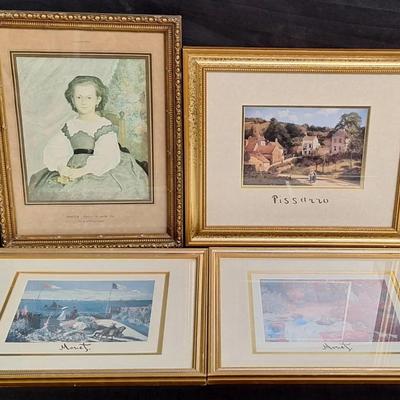Two Framed And Matted Monet Prints And More