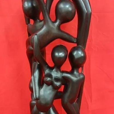 28" Vintage Hand Carved Makonde Black Ebony Sculpture 