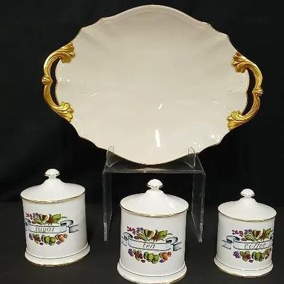 Rare Staffordshire Cannister Set+Lenox Serving Plate