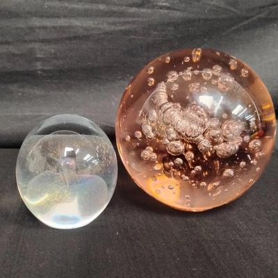 Vintage Bubble Art Glass Paperweights