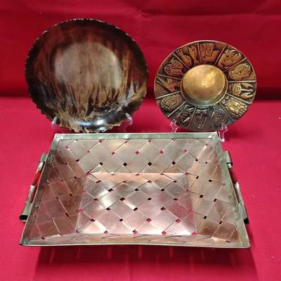 Vintage Brass, Copper, And Maple Decor 