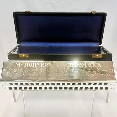 Antique M. Hohner “Chromatica” Harmonica with Original Case – Made in Germany