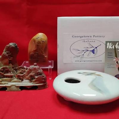 Ikebana And Carved Soapstone