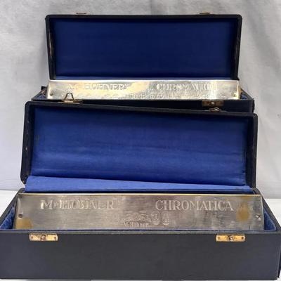 Pair Hohner Chromatica 268 Double Bass-Extended Harmonica.