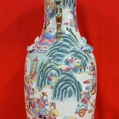 Large 25" Famille Rose Chinese Porceline Vase 