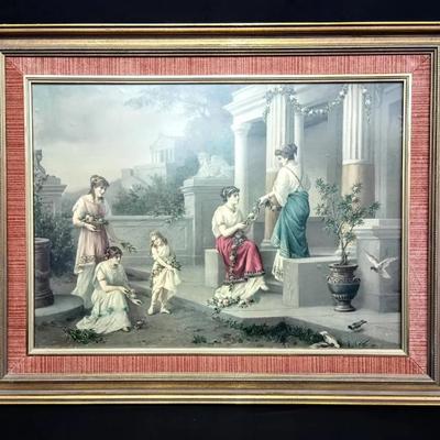 Neoclassical Garden Scene – Vintage Chromolithograph