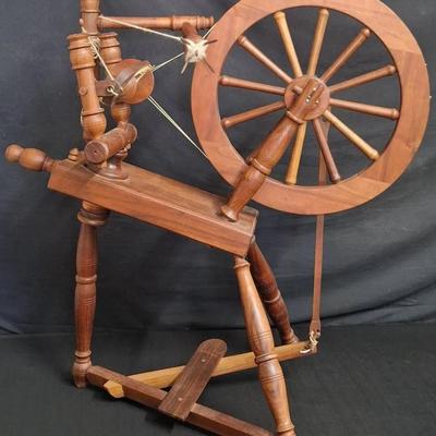 Vintage Wooden Saxony-style Spinning Wheel