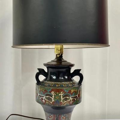 Chinese Cloisonné Two-Handled Table Lamp