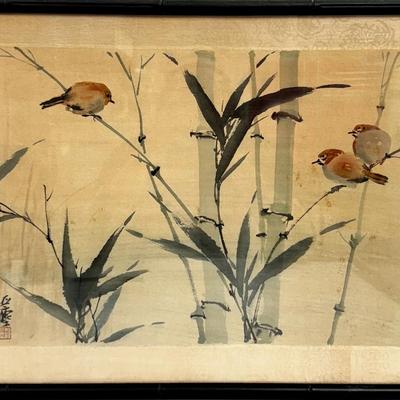 Chinese bird & branches shuǐmòhuà & Daoist priest Painting