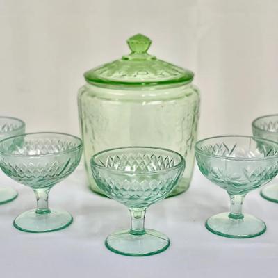 Vintage Uranium Depression Glass Set