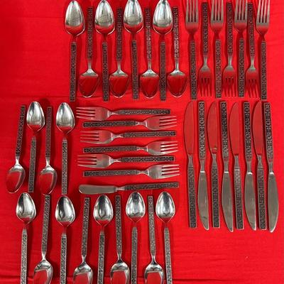 43-pc Set Wimco “Tennyson” Stainless Flatware Mid-Century Modern