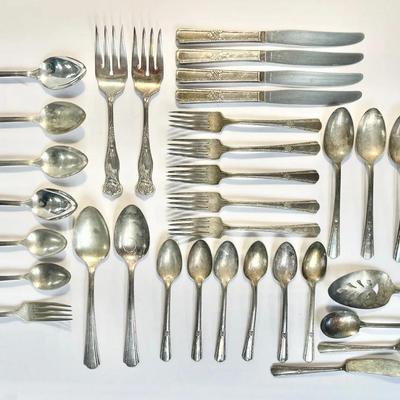 Vintage Silver-Plated Flatware Collection (Assorted Patterns) Berkshire, Carlton & W.M. Rogers 